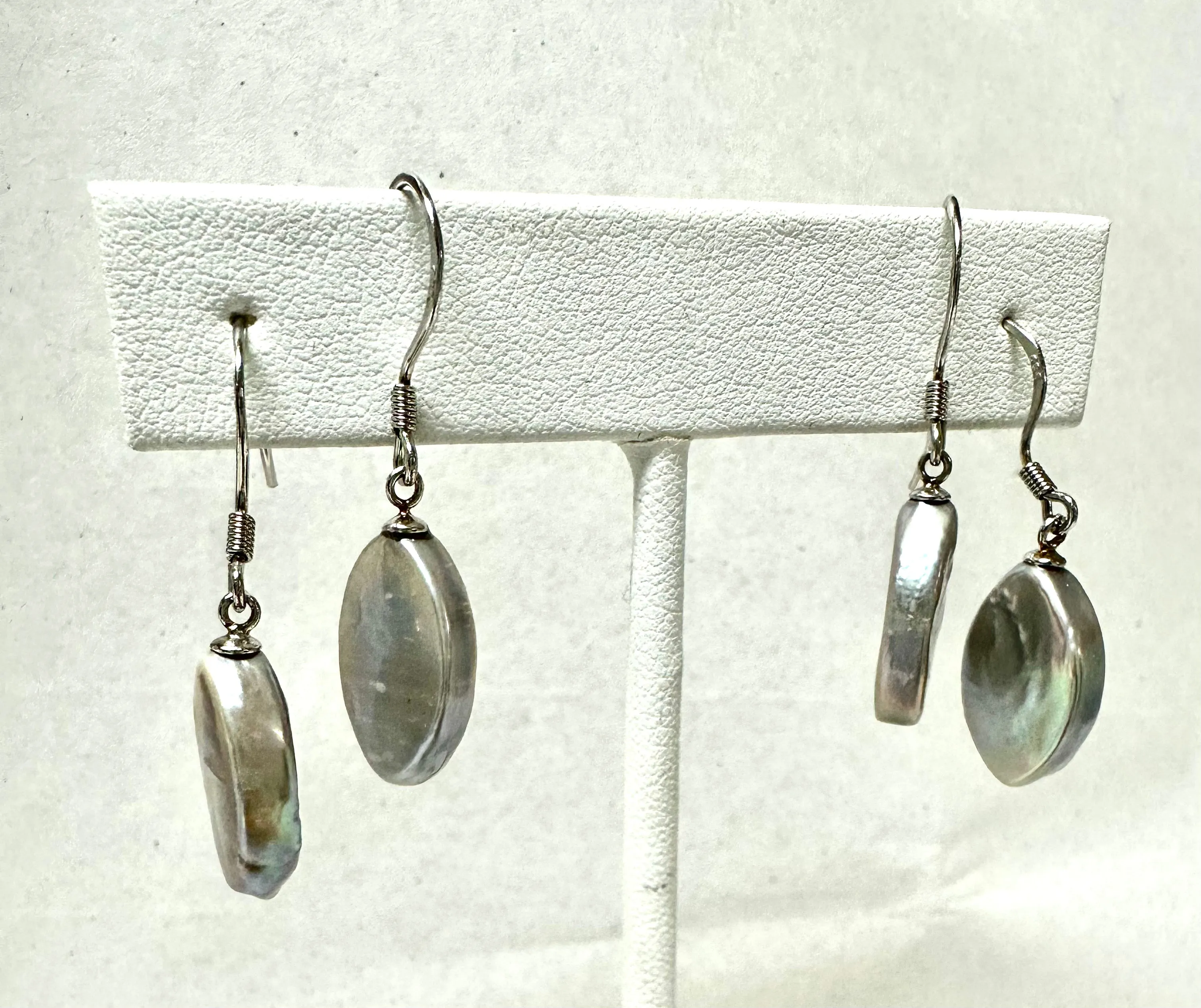 Oval Gray Pearl Earrings