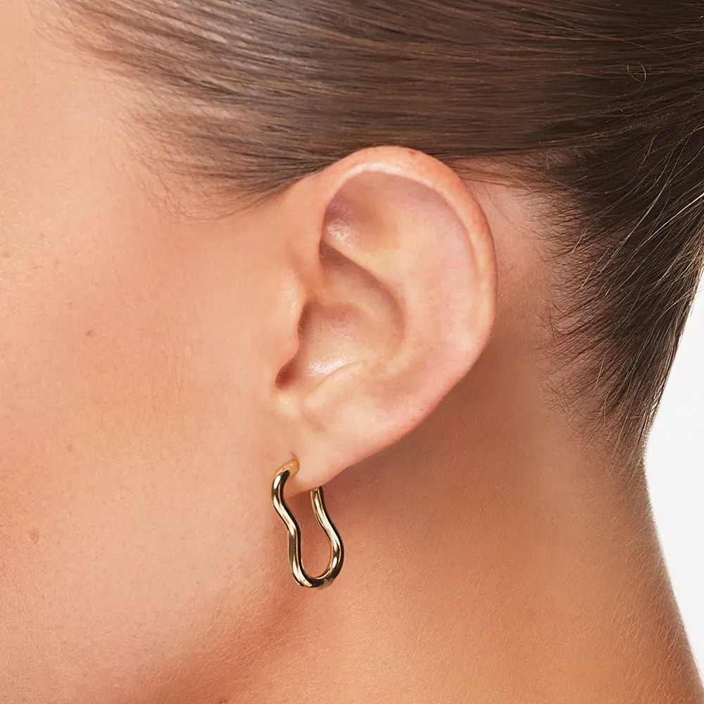 Pinched Paperclip Hoop Stud Earrings in Gold