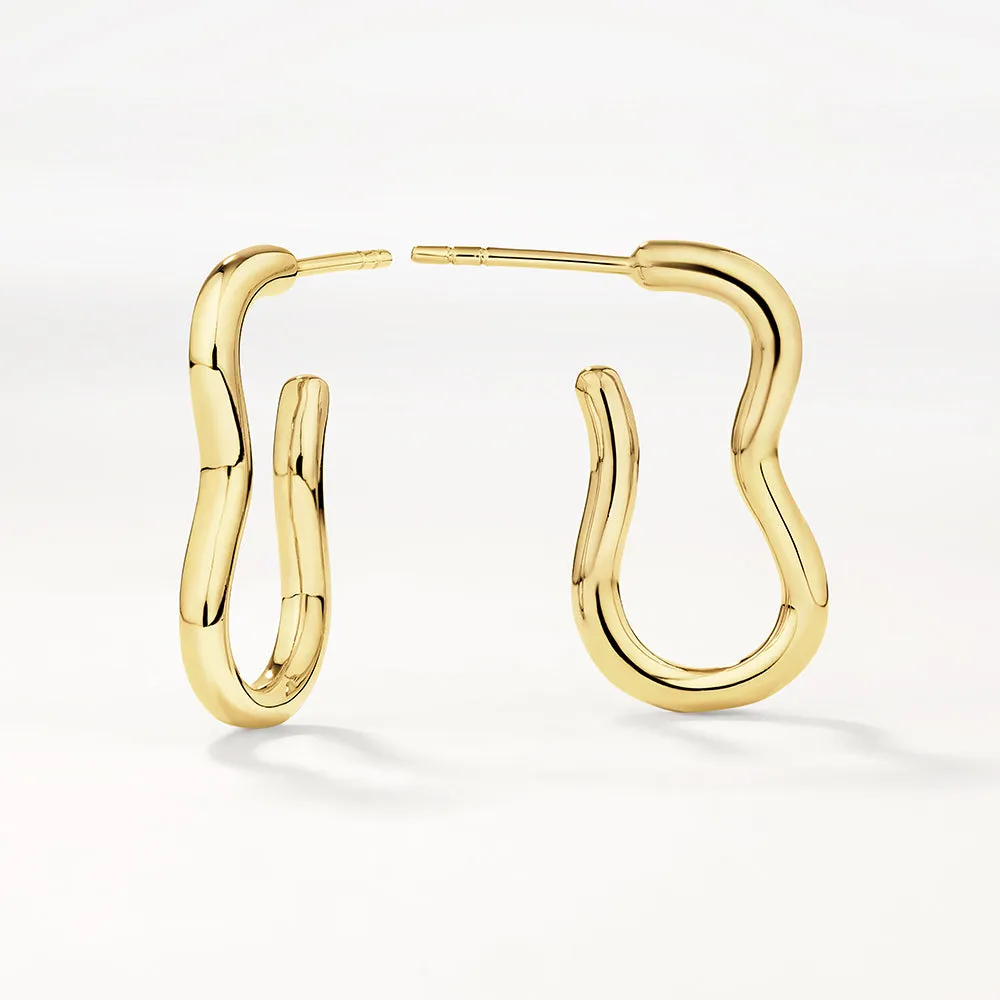 Pinched Paperclip Hoop Stud Earrings in Gold