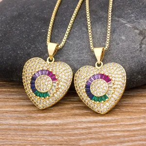 Rainbow Stylish Heart Charm Pendants For Women