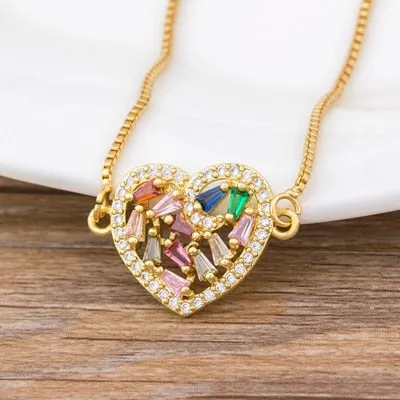 Rainbow Stylish Heart Charm Pendants For Women