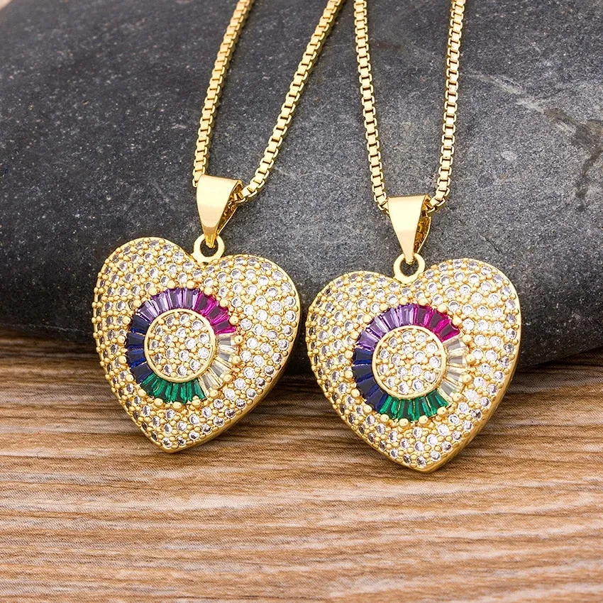 Rainbow Stylish Heart Charm Pendants For Women