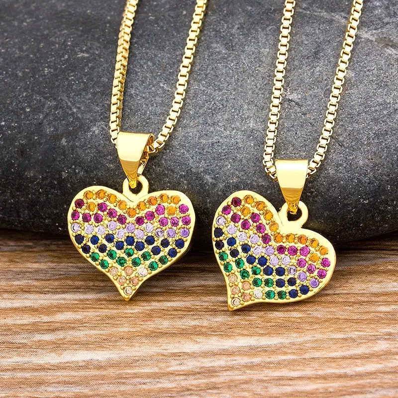 Rainbow Stylish Heart Charm Pendants For Women