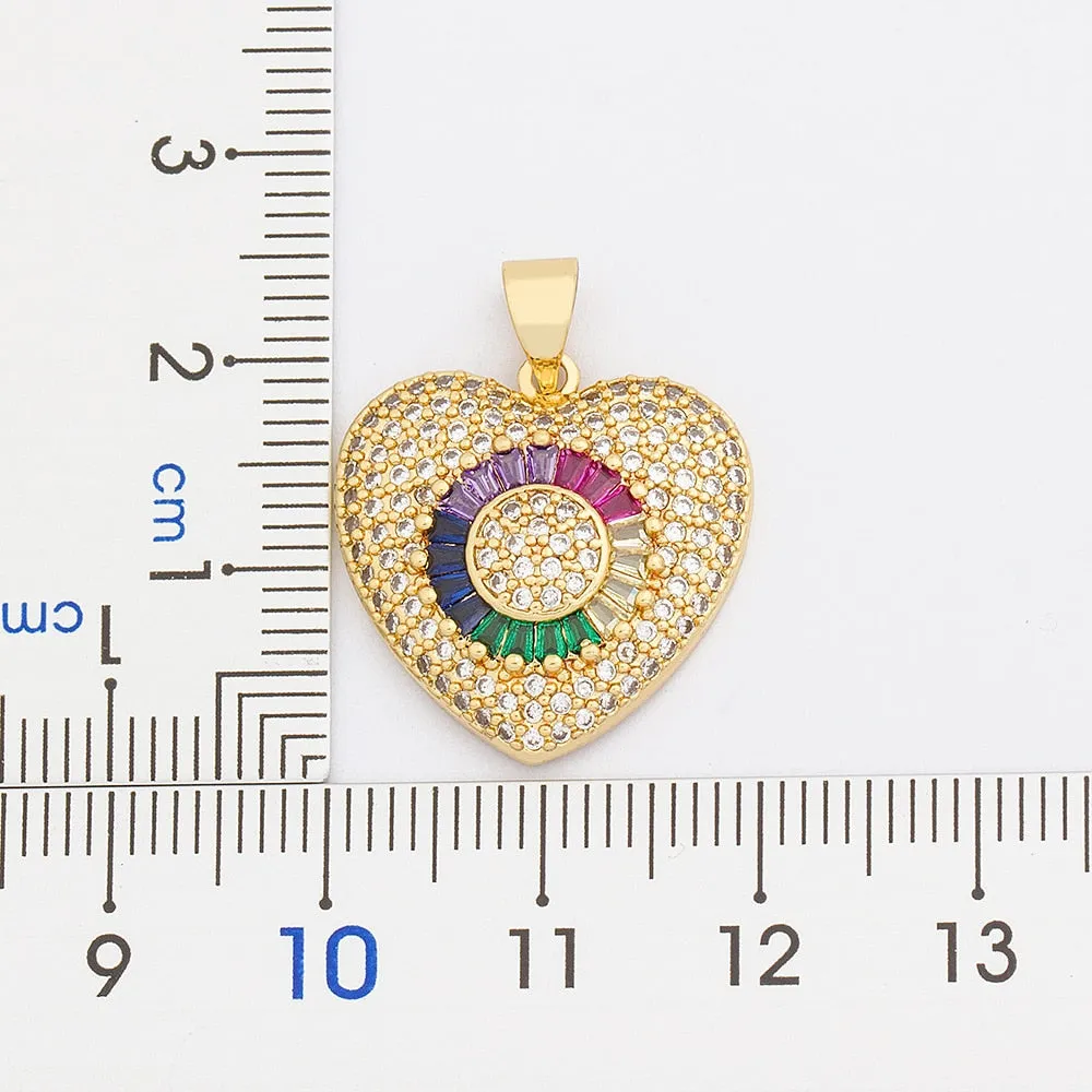 Rainbow Stylish Heart Charm Pendants For Women