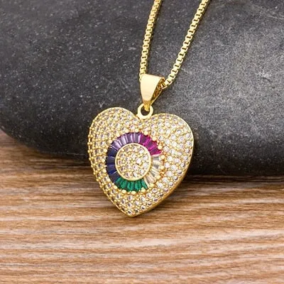 Rainbow Stylish Heart Charm Pendants For Women