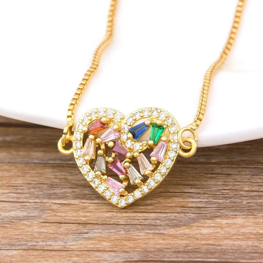 Rainbow Stylish Heart Charm Pendants For Women