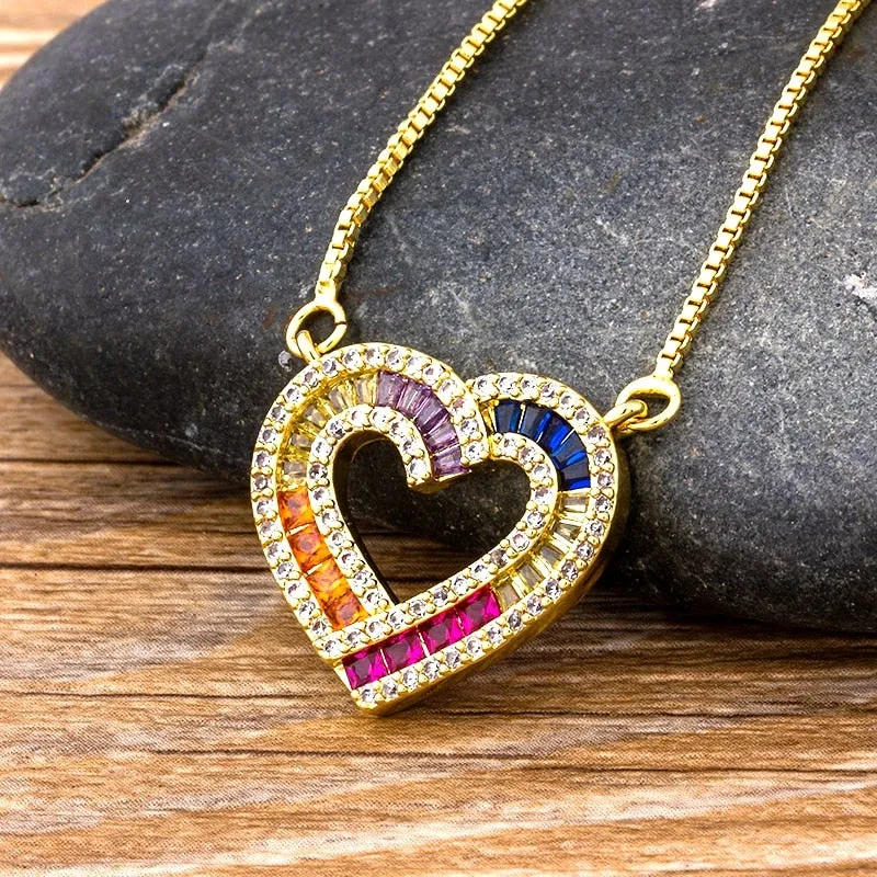 Rainbow Stylish Heart Charm Pendants For Women