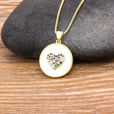 Rainbow Stylish Heart Charm Pendants For Women