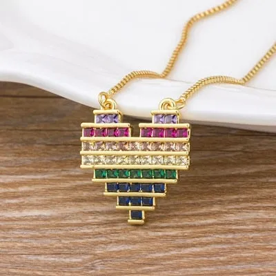Rainbow Stylish Heart Charm Pendants For Women
