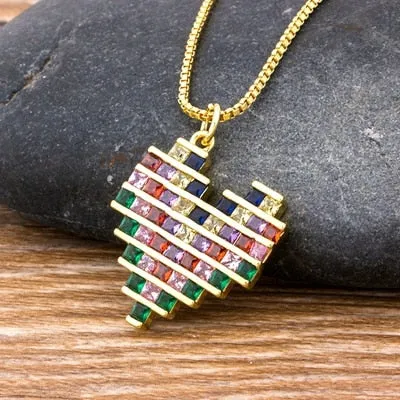 Rainbow Stylish Heart Charm Pendants For Women