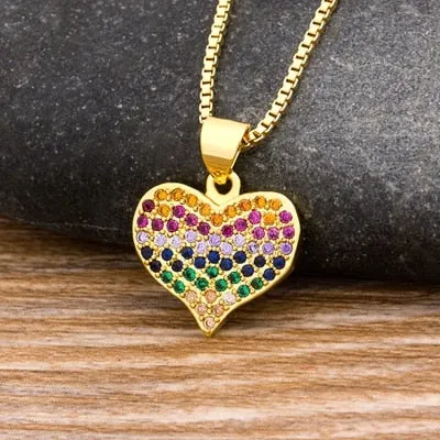 Rainbow Stylish Heart Charm Pendants For Women