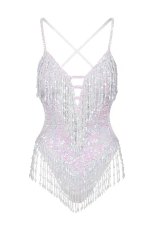 Shimmy Shimmy Iridescent Pearl Sequin Bodysuit