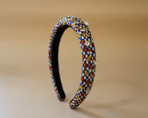 Slender Headband White Blue Dice