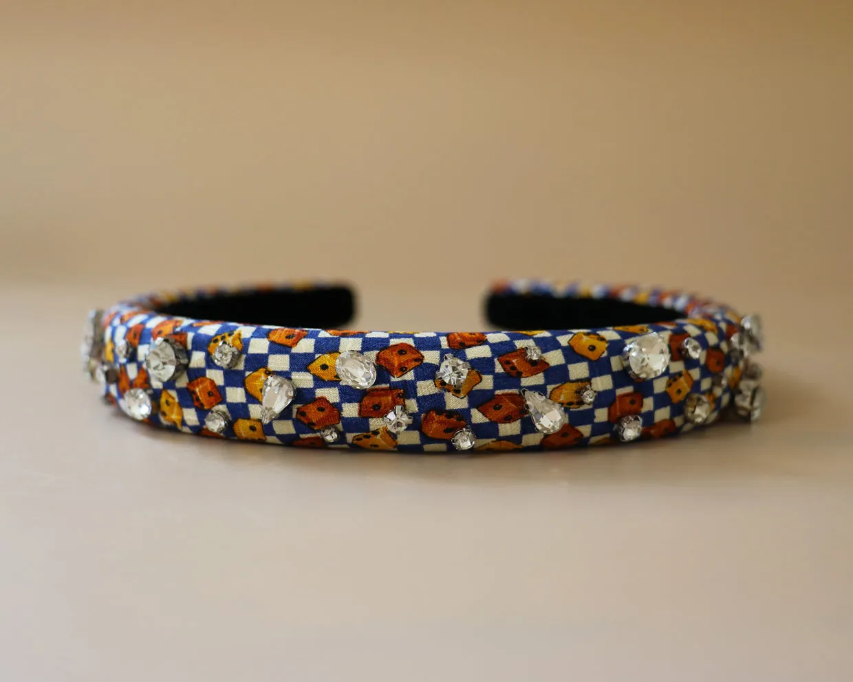Slender Headband White Blue Dice