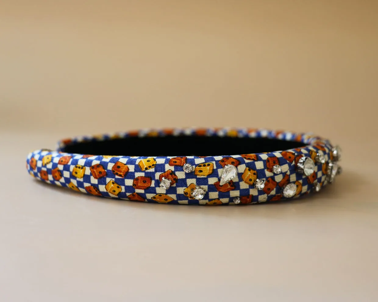 Slender Headband White Blue Dice