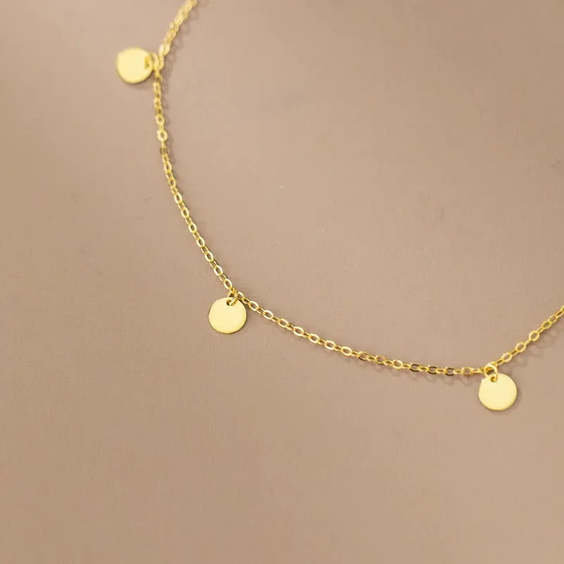 Sterling Silver Minimalist Disc Cross Link Chain Anklet