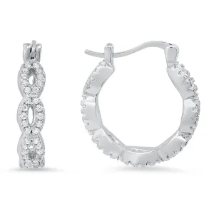 Sterling Silver Swirl CZ Hoop Earrings