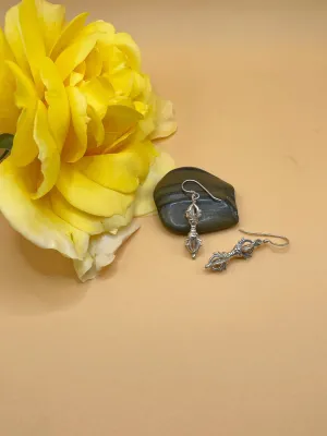 Sterling Silver Tibetan Dorje Vajra Earrings