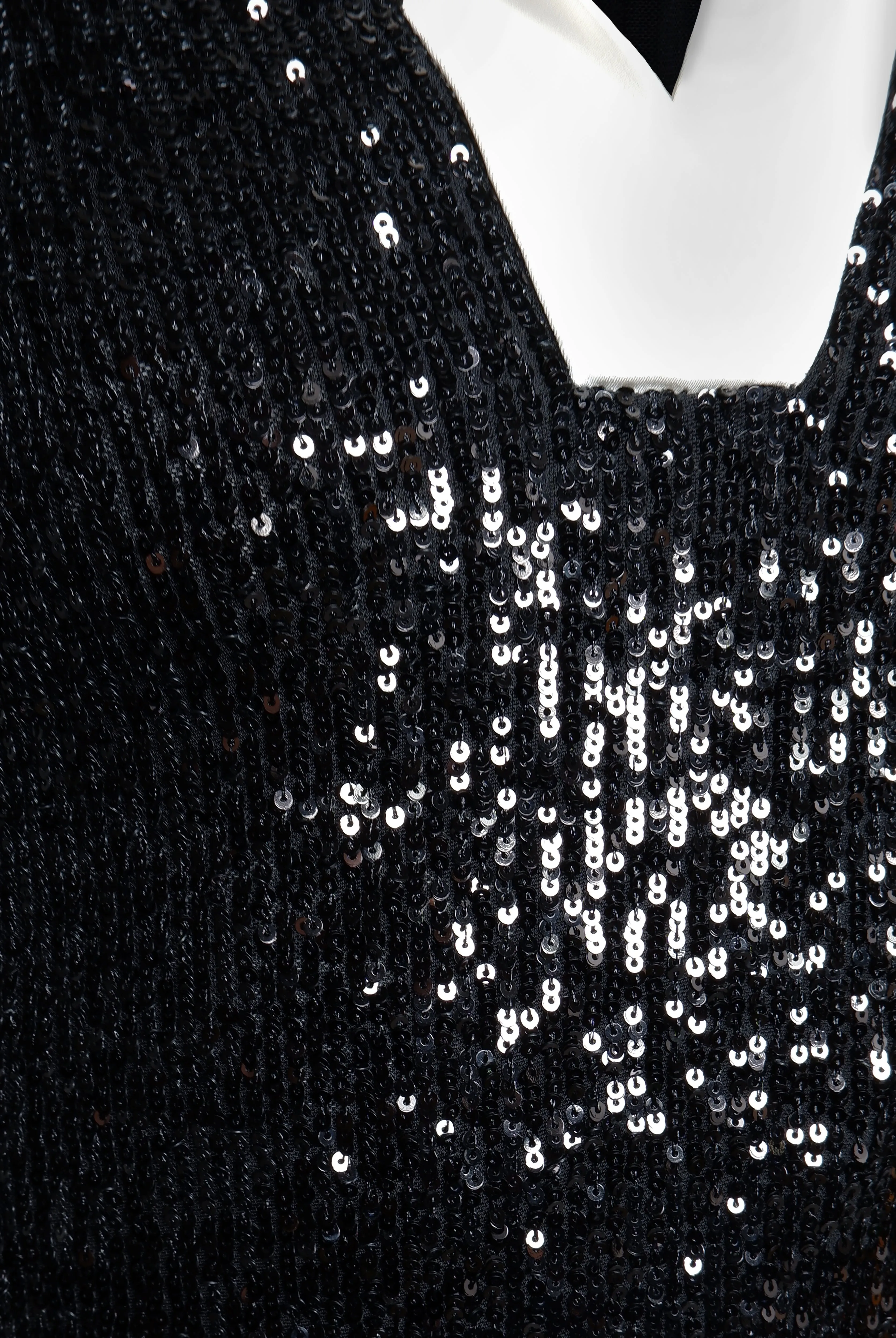 STRETCH SEQUIN LONG SLEEVE COLLARED DRESS