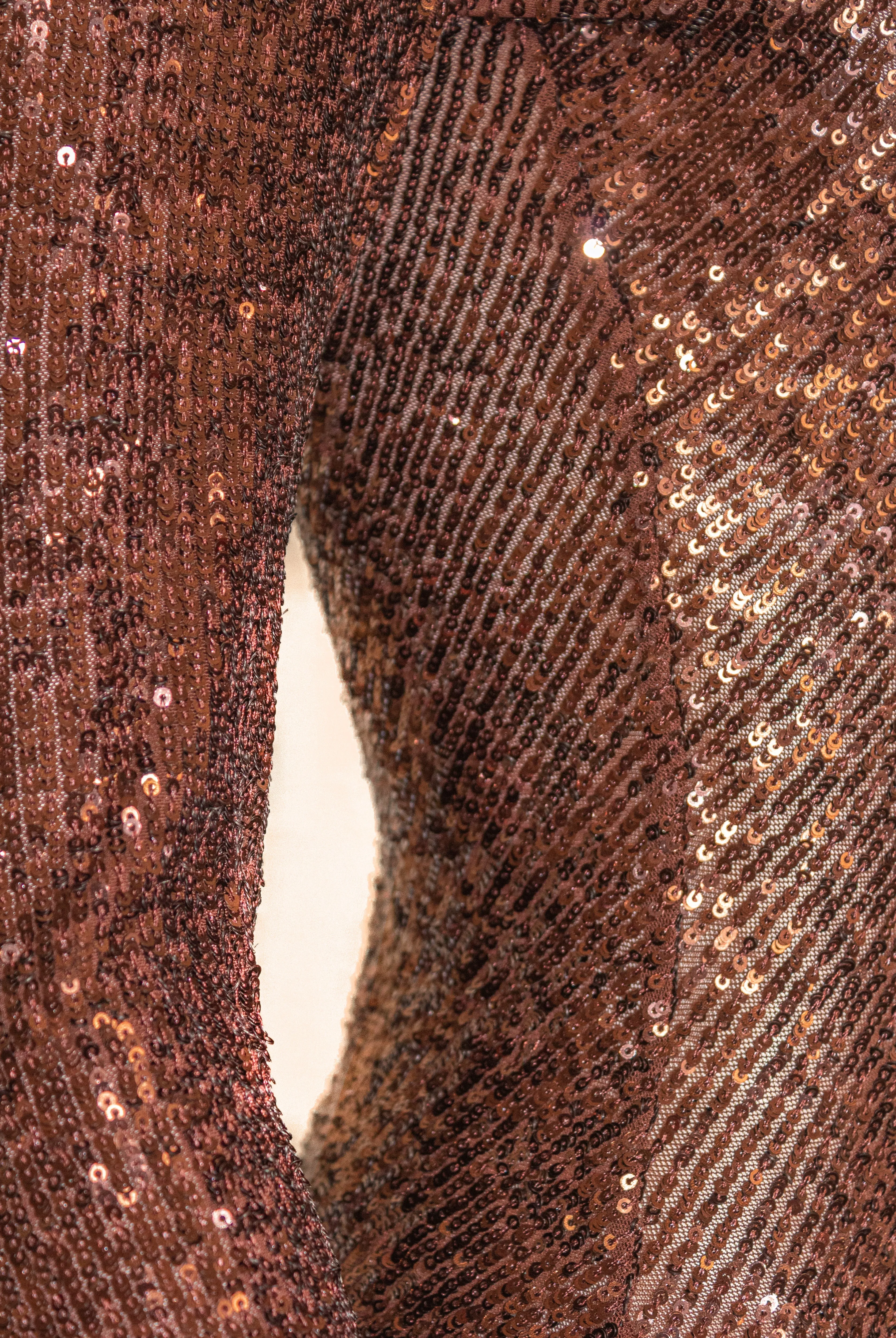 Stretch Sequin Long Sleeve Mock Neck Gown