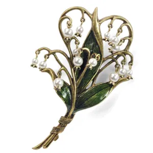 Sweet Romance Lily of the Valley Art Nouveau-Style Pin Brooch