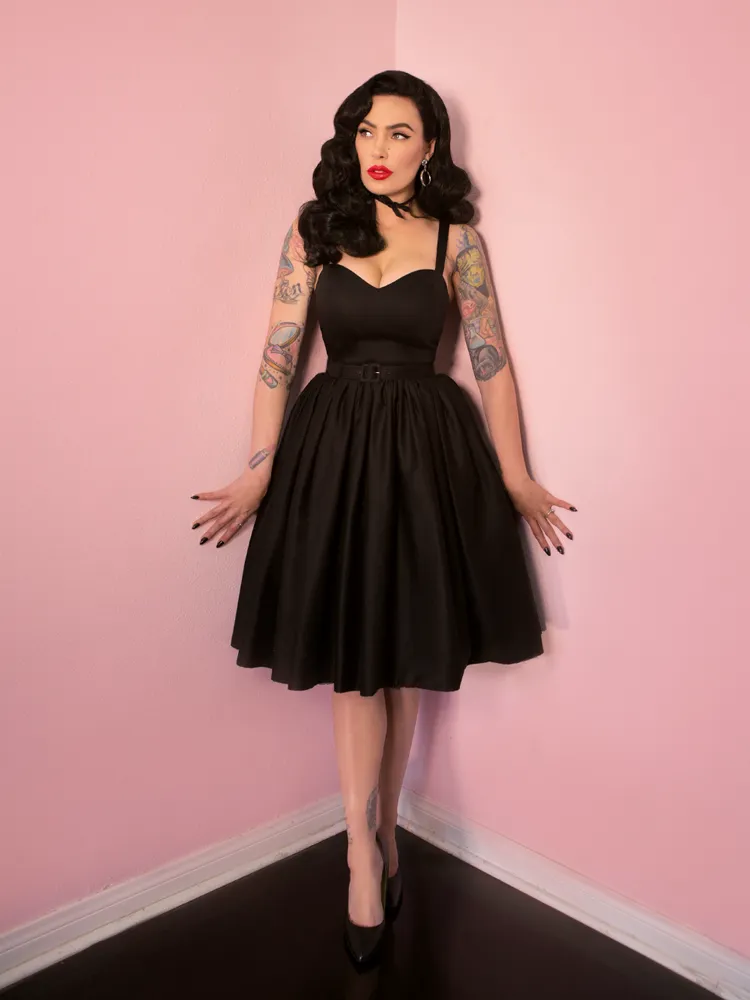 Sweetheart Swing Dress in Raven Black - Vixen by Micheline Pitt