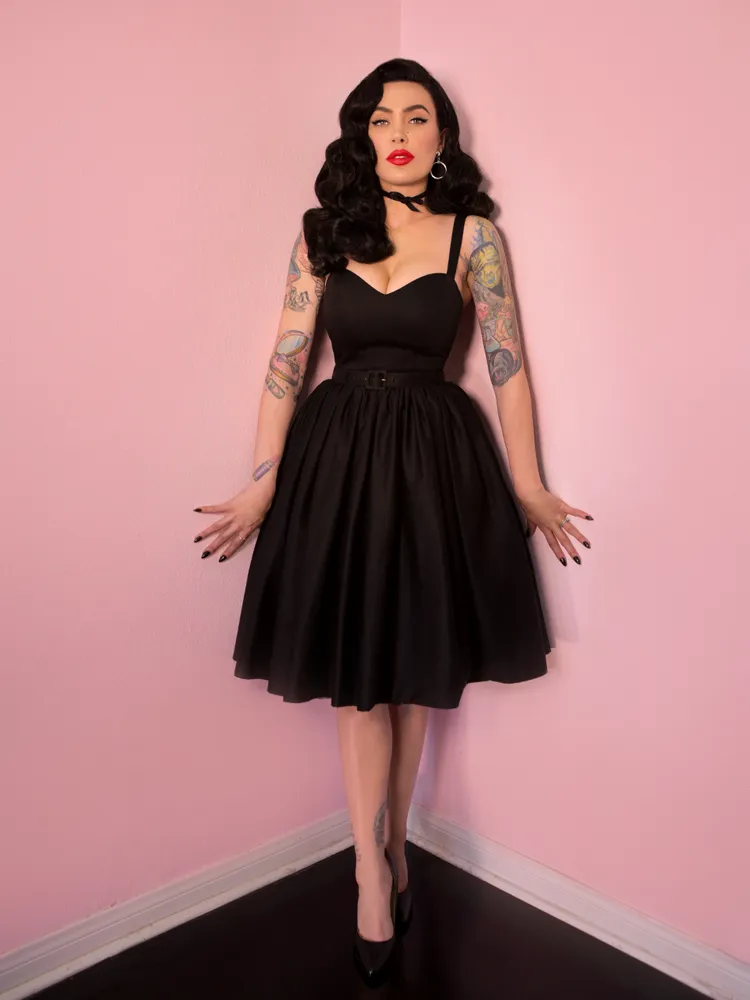 Sweetheart Swing Dress in Raven Black - Vixen by Micheline Pitt