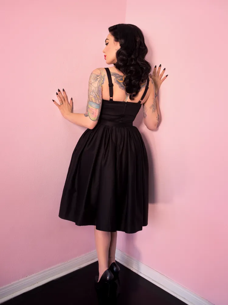 Sweetheart Swing Dress in Raven Black - Vixen by Micheline Pitt