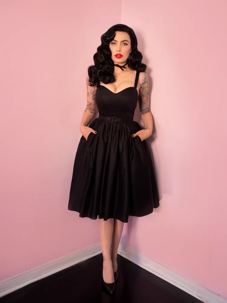 Sweetheart Swing Dress in Raven Black - Vixen by Micheline Pitt