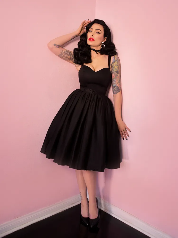Sweetheart Swing Dress in Raven Black - Vixen by Micheline Pitt