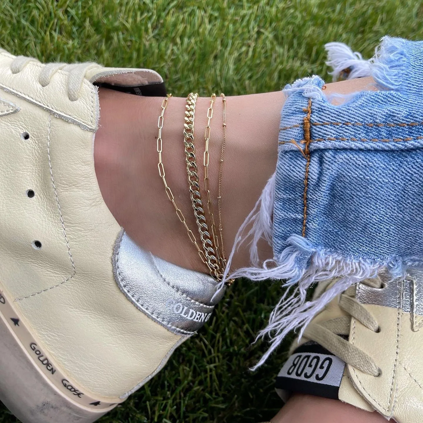 Thin Ball Segment Chain Anklet