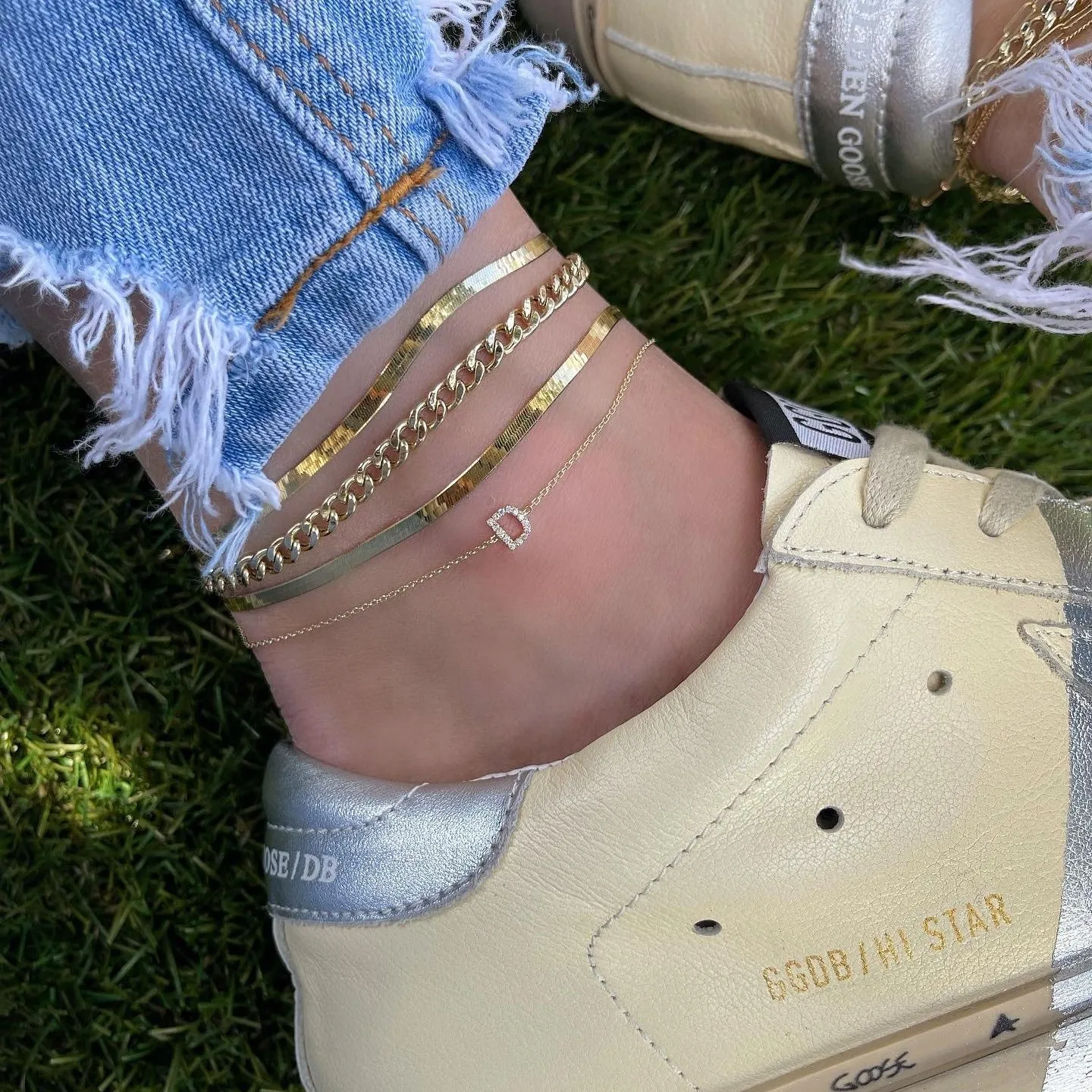 Thin Ball Segment Chain Anklet