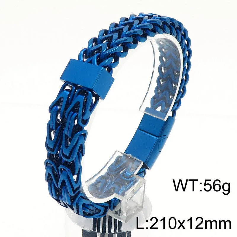 Trendy Hip Hop Inspired Stainless Steel Men's Bracelet with Chain Splicing Design