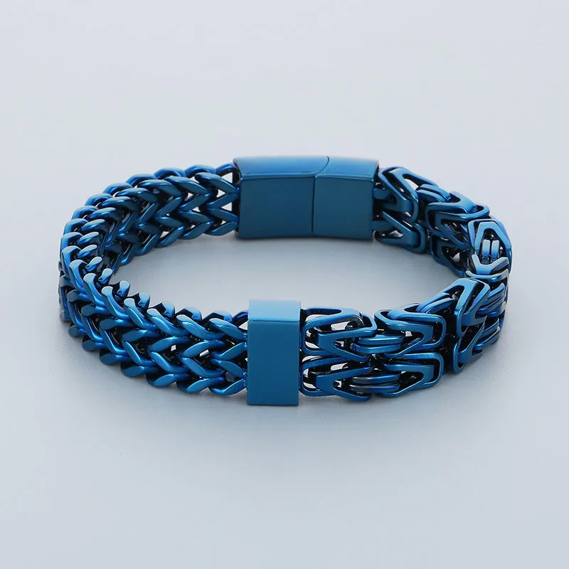 Trendy Hip Hop Inspired Stainless Steel Men's Bracelet with Chain Splicing Design