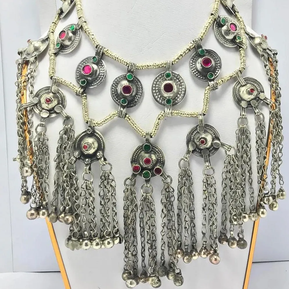 Tribal Long Bells Layered Choker Necklace