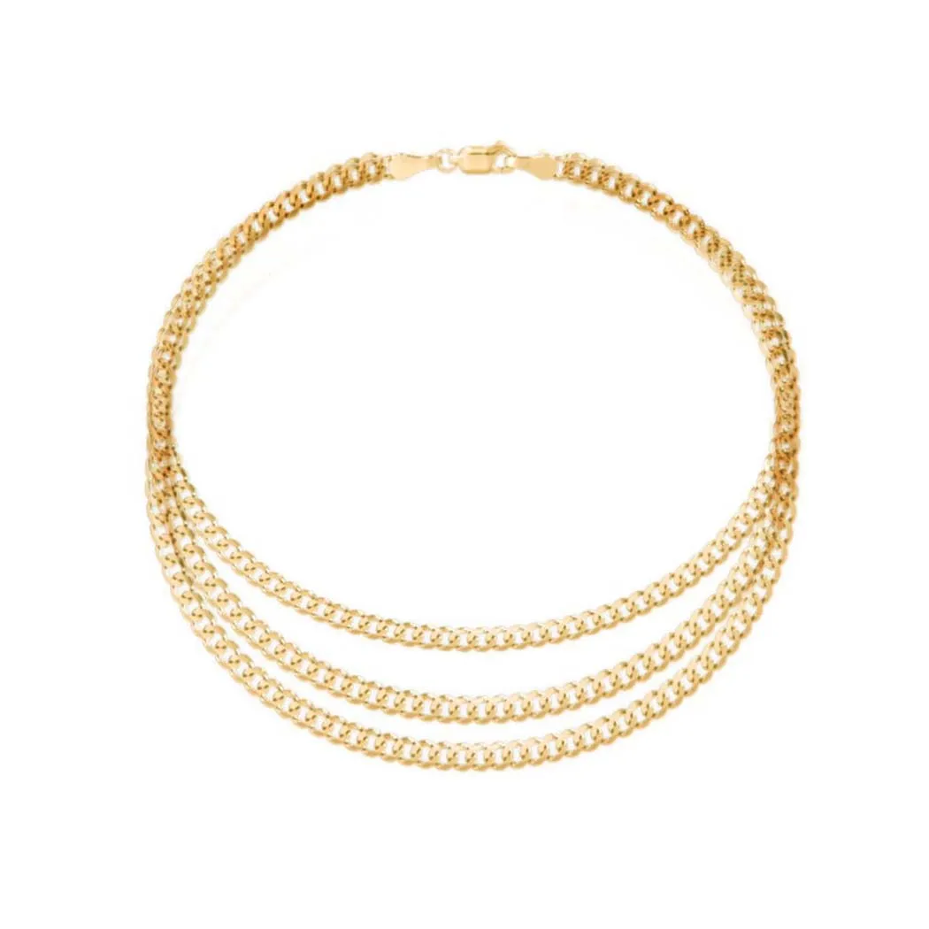 Triple Mini Cuban Link Anklet