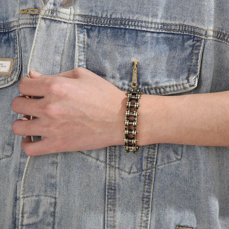 Urban Chic Titanium Steel Bicycle Bracelet for Men - Hip-Hop Street Style Jewelry