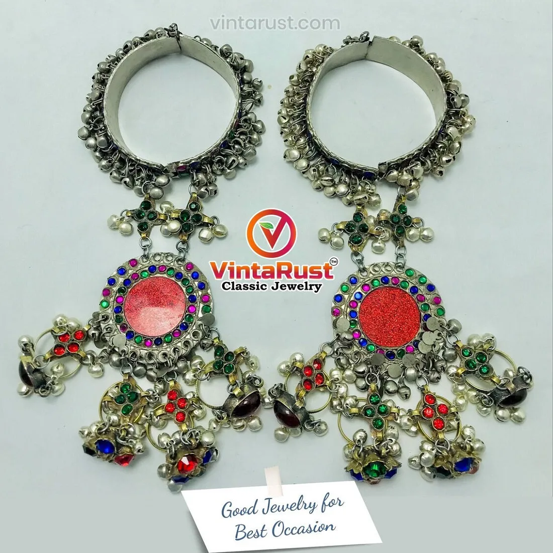 Vintage Handmade Bracelet With Rings Link and Chain