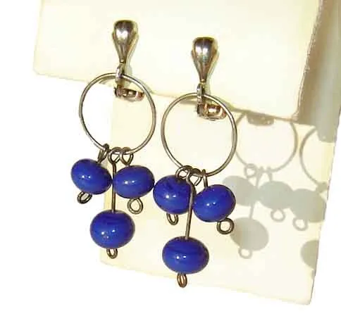 Vintage Jørgen Spohr Earrings Danish Modernist Sterling & Beads