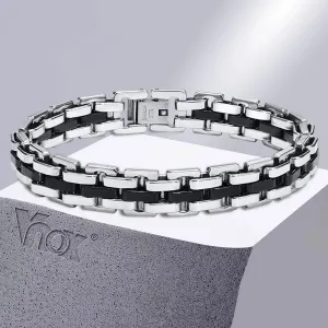 Vnox Stylish Strap Chain Bracelets for Men Boys Gift Jewelry, 10.7MM Wide Stainless Steel Links Wristband