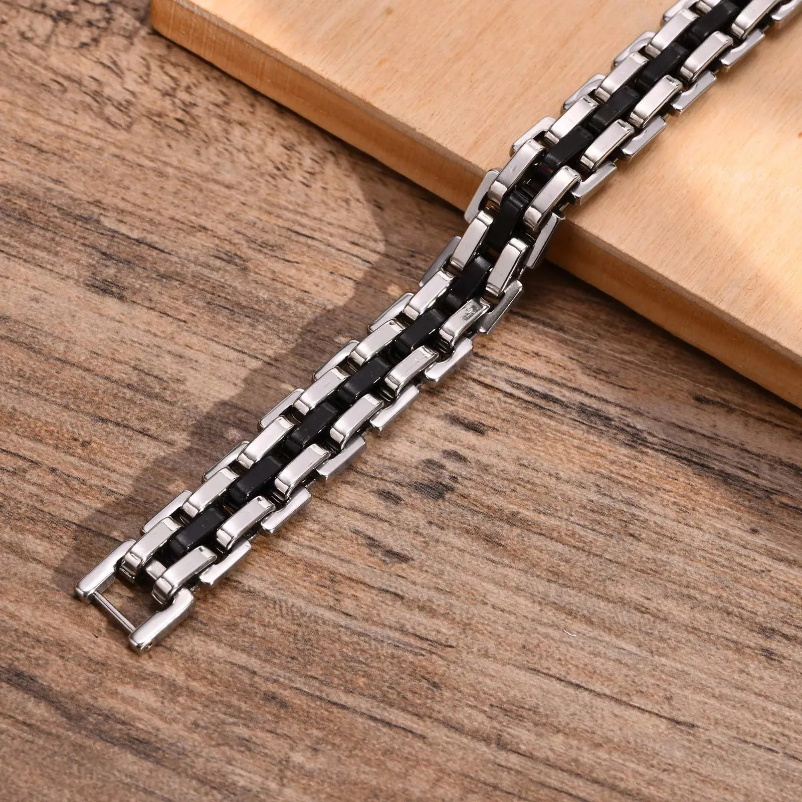 Vnox Stylish Strap Chain Bracelets for Men Boys Gift Jewelry, 10.7MM Wide Stainless Steel Links Wristband