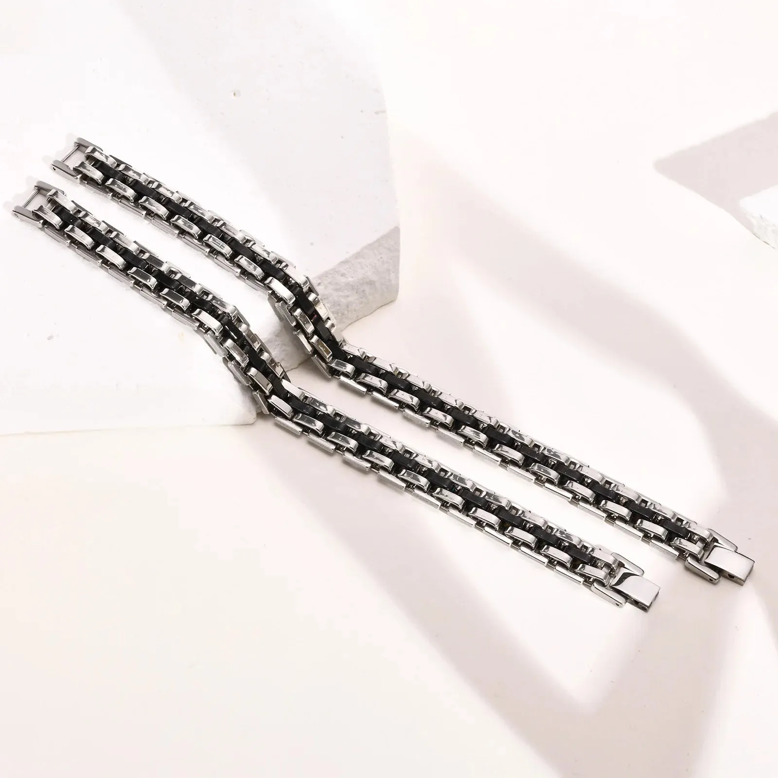 Vnox Stylish Strap Chain Bracelets for Men Boys Gift Jewelry, 10.7MM Wide Stainless Steel Links Wristband