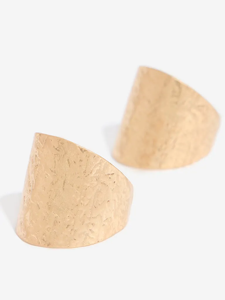 Westside Accessories Gold Textured Open Cuff Earrings