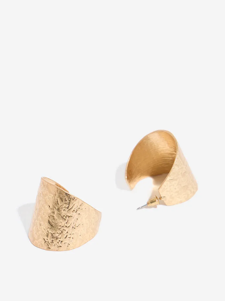 Westside Accessories Gold Textured Open Cuff Earrings