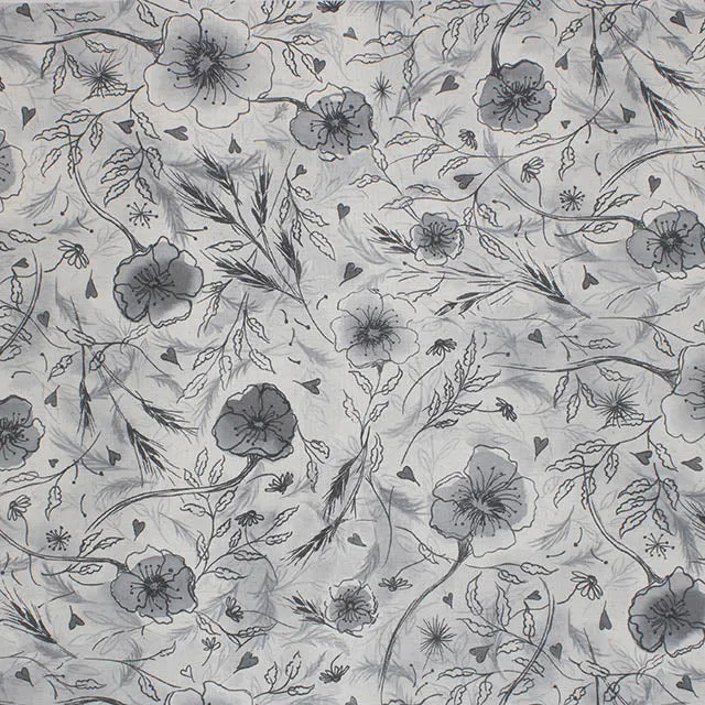 Wild Poppies Linen Curtain Fabric - Blakeney Seal