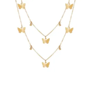Yellow Chimes Choker Necklace for Women Butterfly Choker Necklace for Girls Fashion Multilayer Gold Plated Necklace for Women and Girls