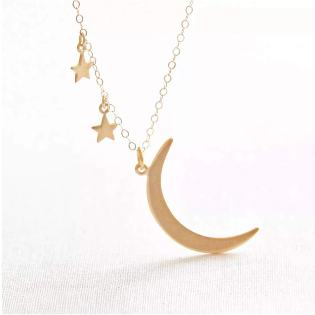 Yellow Chimes Classic Design Moon and Star Clavicle Chain Stylish Gold Plated Choker Pendant Necklace for Women and Girl's