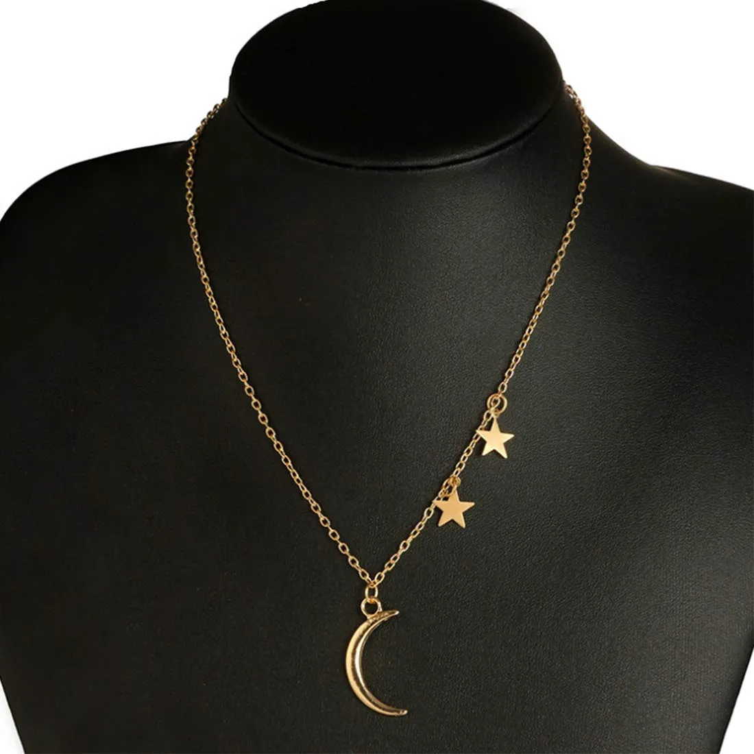 Yellow Chimes Classic Design Moon and Star Clavicle Chain Stylish Gold Plated Choker Pendant Necklace for Women and Girl's
