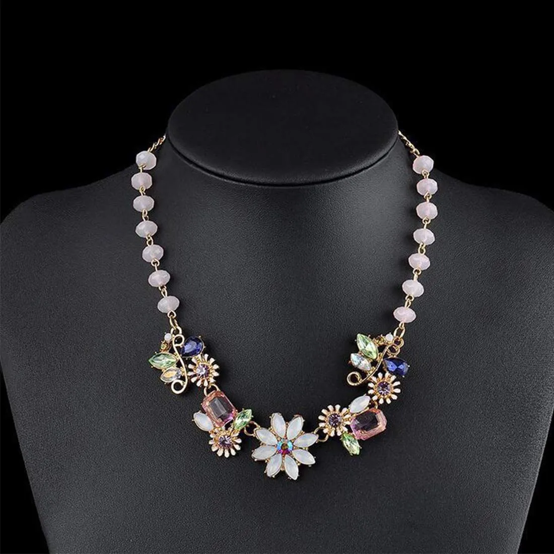Yellow Chimes Classic Floral Design Water Drop Crystal Modern Style Gold Plated Choker Necklace for Women and Girl's