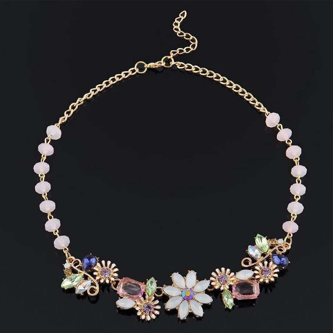 Yellow Chimes Classic Floral Design Water Drop Crystal Modern Style Gold Plated Choker Necklace for Women and Girl's